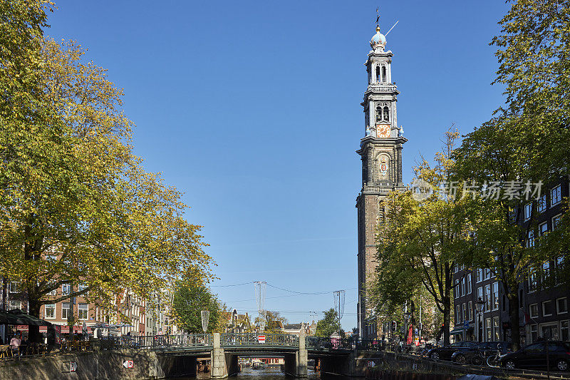 阿姆斯特丹的Prinsengracht canal和Westerkerk